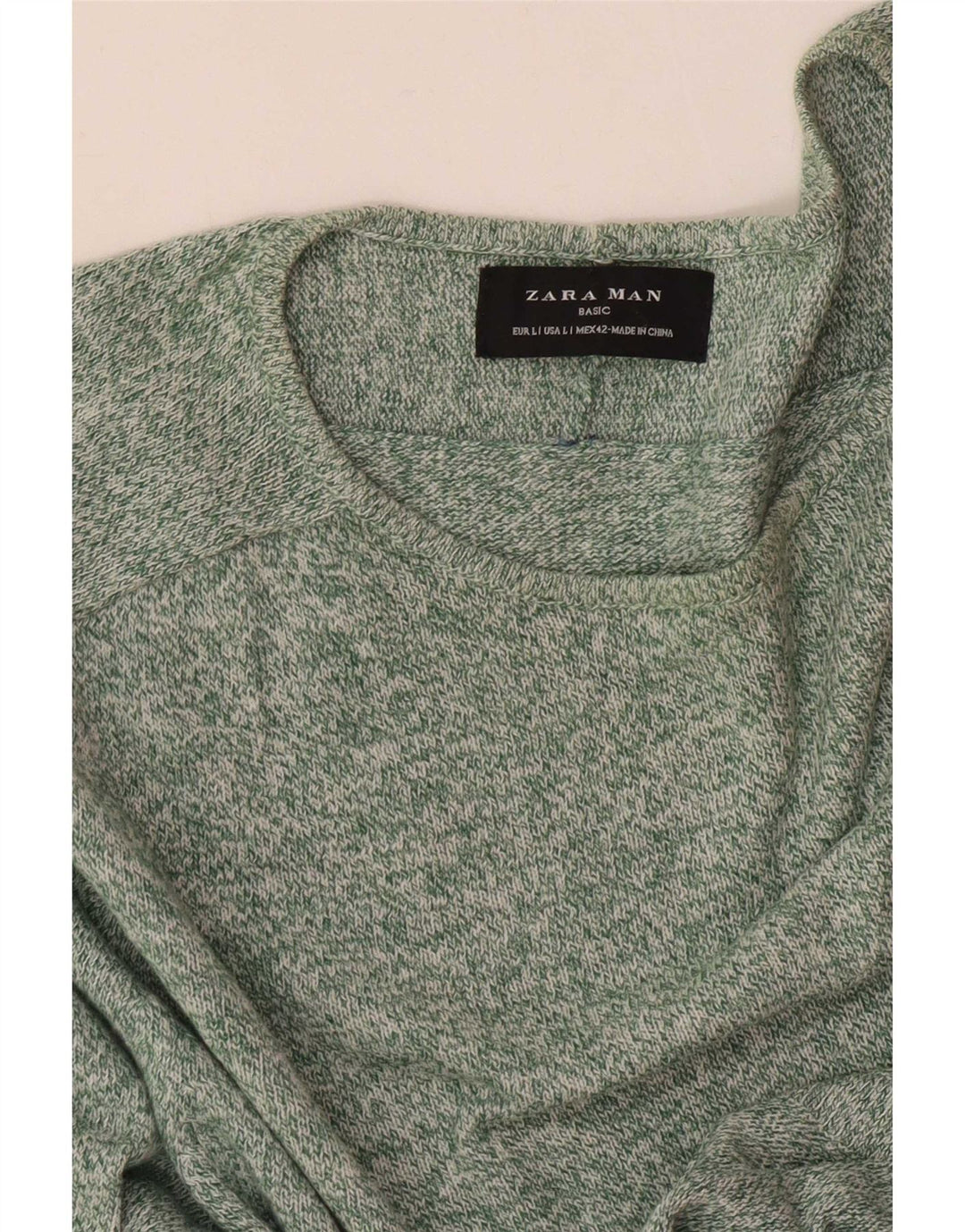 Maglione Zara da uomo con scollo a barca, grande verde screziato