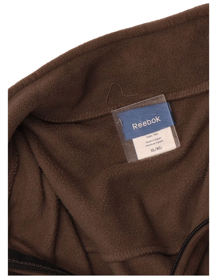 REEBOK Mens Fleece Jacket UK 42 XL Brown Polyester