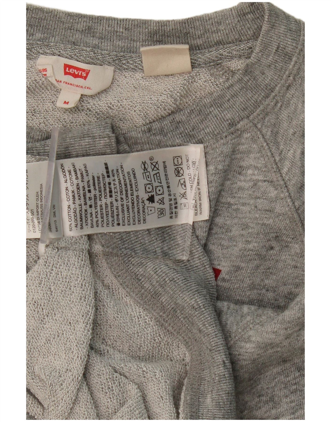 LEVI'S Womens Crop Graphic Sweatshirt Jumper UK 14 Medium Grey Flecked