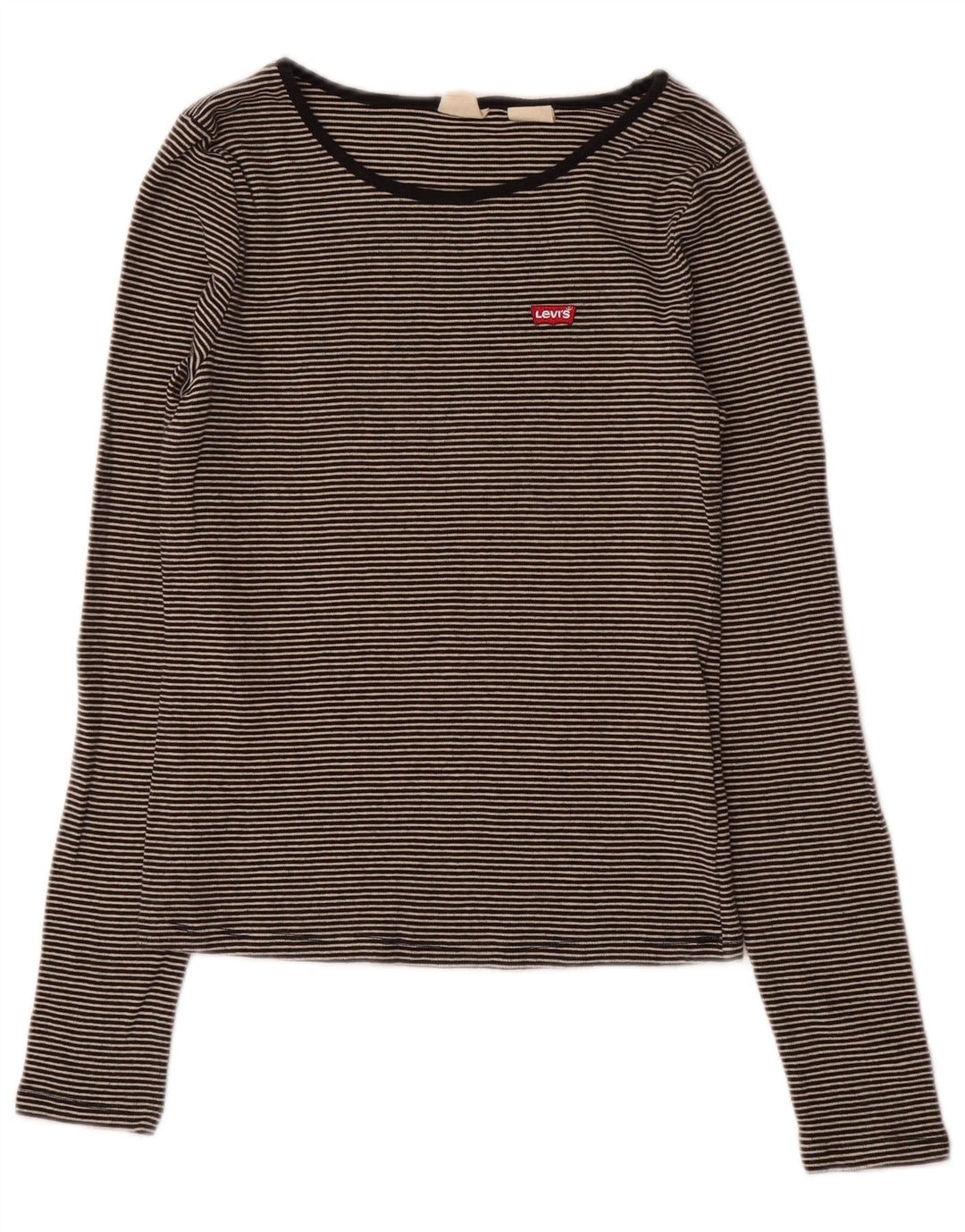 Levi's Top da donna a maniche lunghe UK 12 Cotone gessato grigio medio