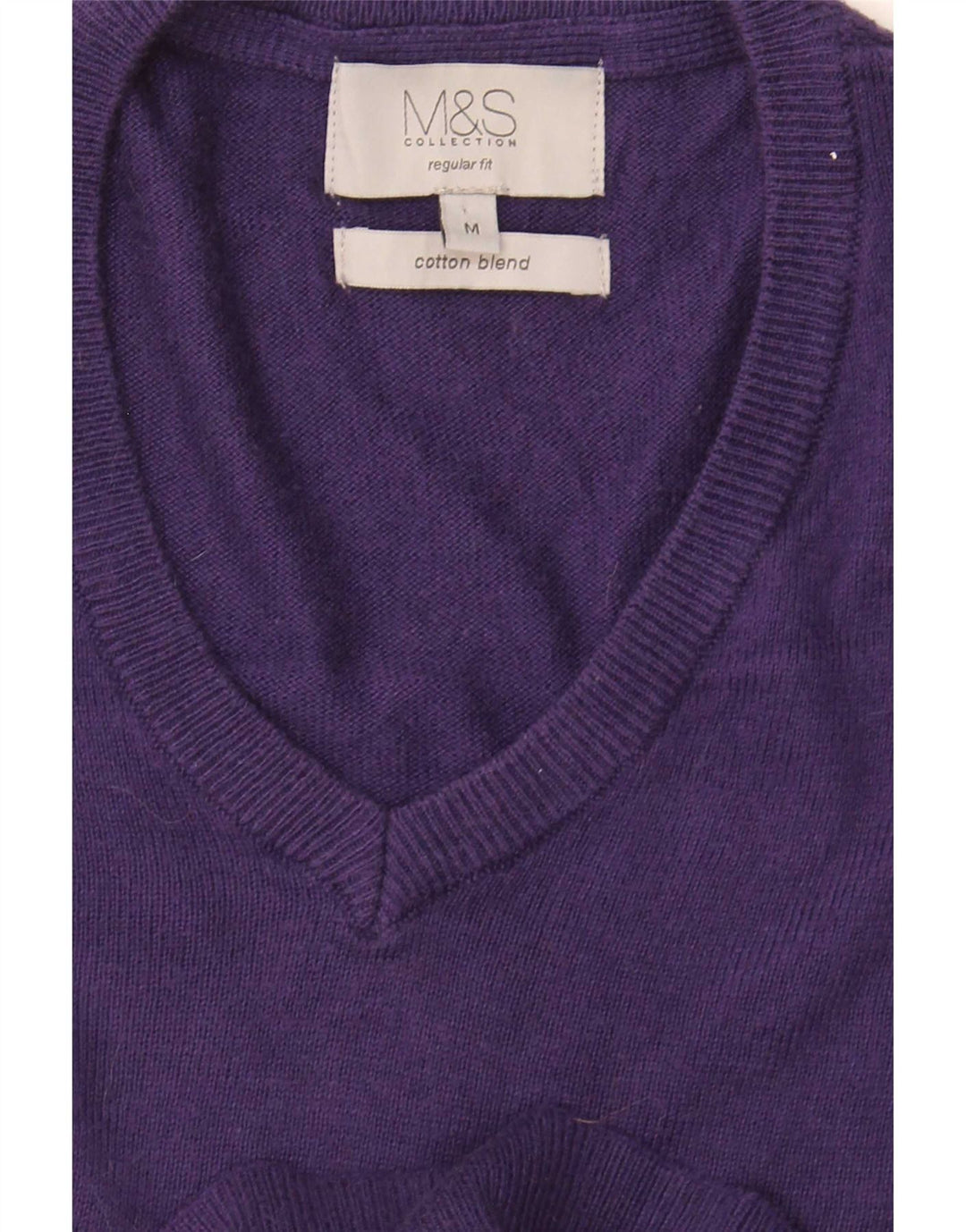 Maglione da uomo Marks & Spencer vestibilità regolare con scollo a V cotone viola medio