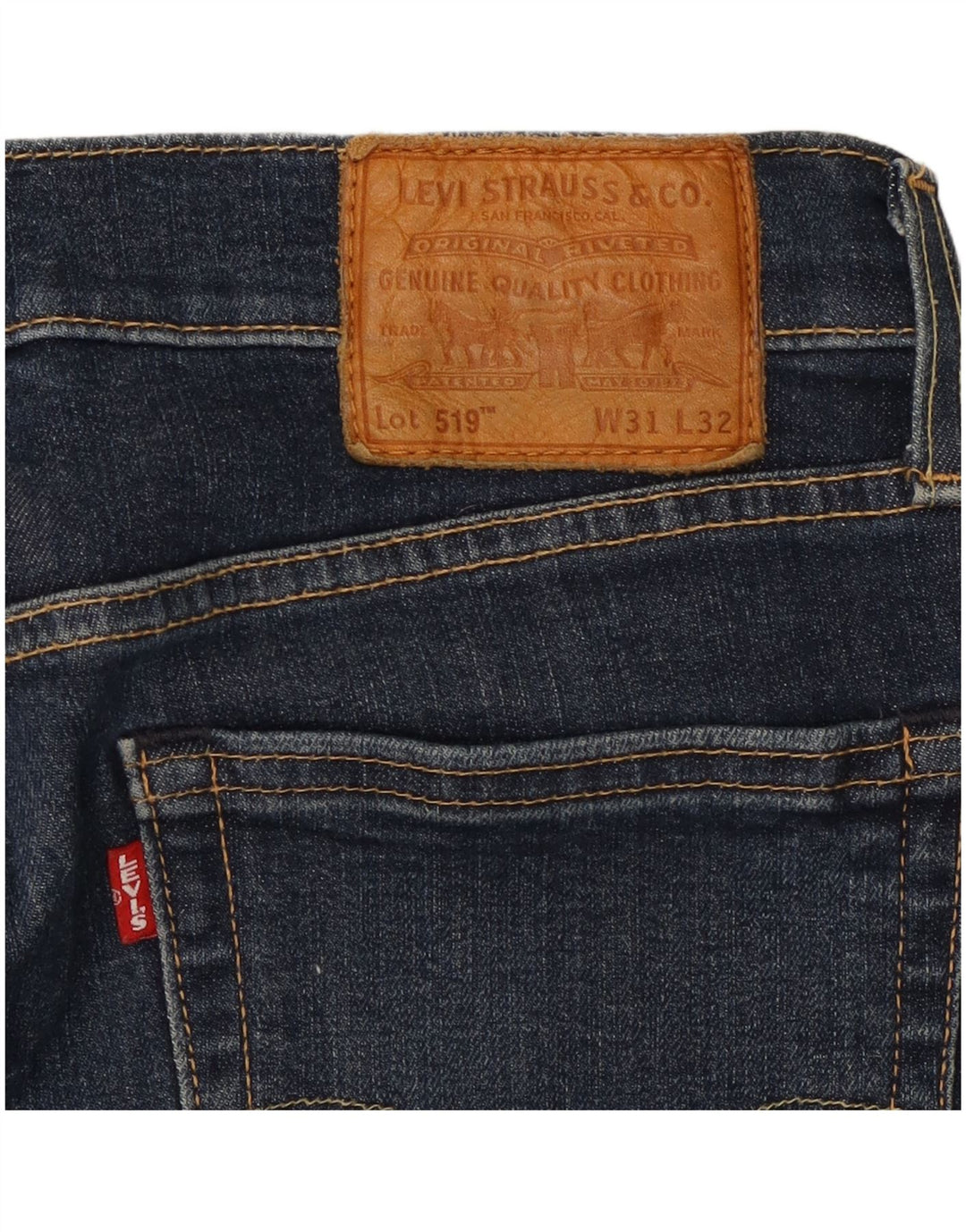 Levi's Uomo 519 Jeans Skinny W31 L32 Cotone Blu Navy