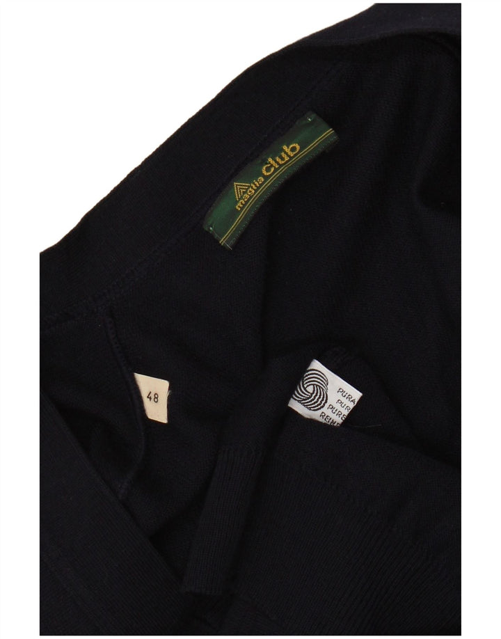 MAGLIA CLUB Maglione Cardigan Senza Maniche Uomo IT 48 Medio Blu Navy Lana