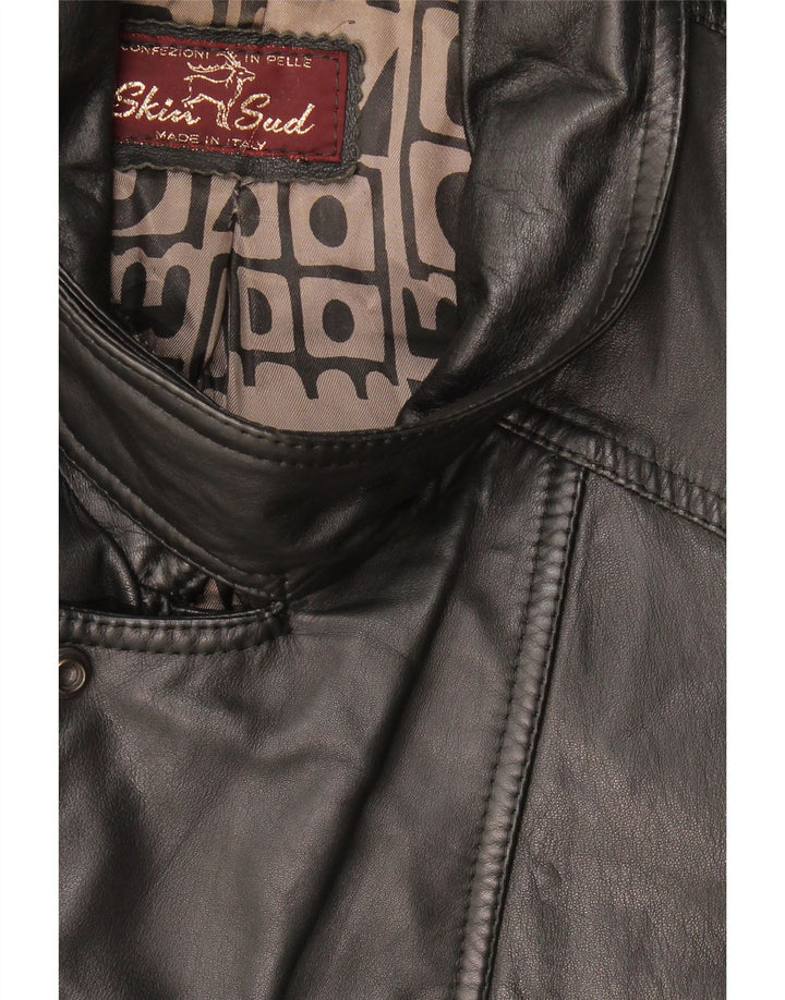 Giacca in pelle vintage da uomo UK 42 XL in pelle nera