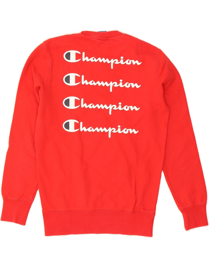 CHAMPION Mens Graphic Sweatshirt Jumper Small Red Vintage Champion and Second-Hand Champion from Messina Hembry 