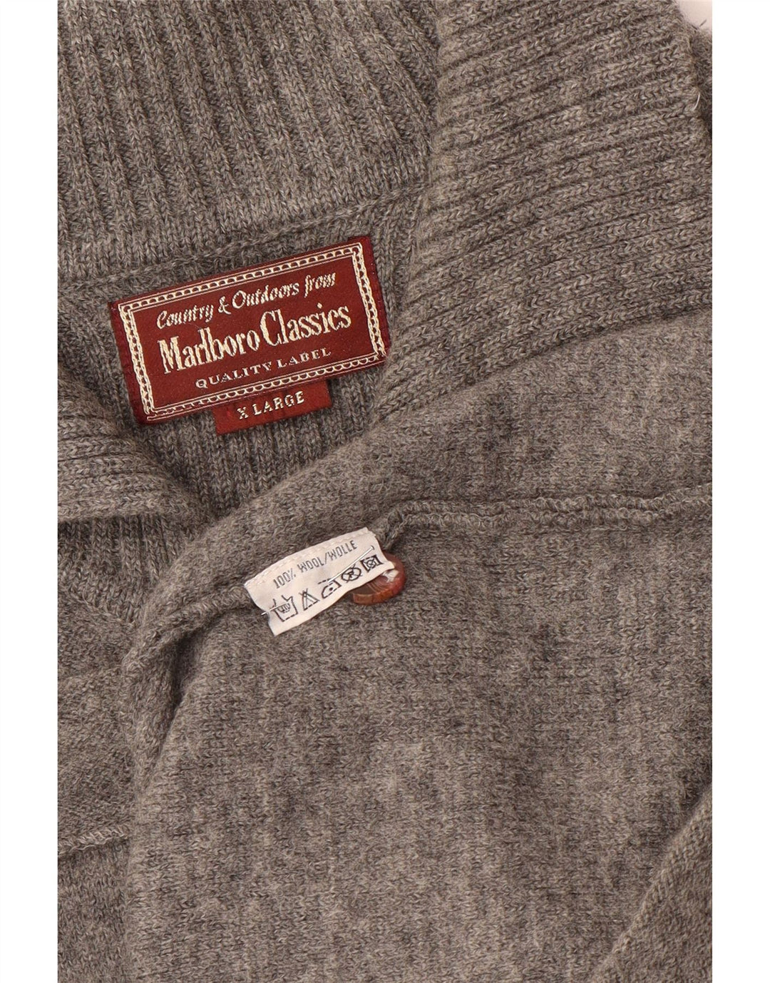 Maglione cardigan da uomo Marlboro Classics XL in lana grigia