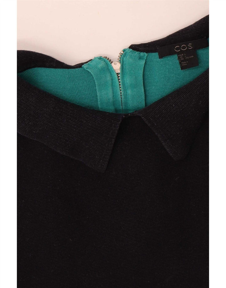 Abito a trapezio da donna Cos UK 16 grande cotone color block nero