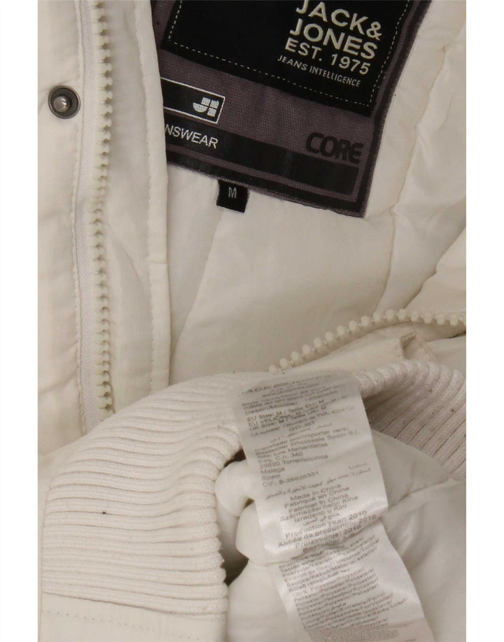 Giubbotto bomber con cappuccio da uomo Jack & Jones UK 38 poliestere bianco medio