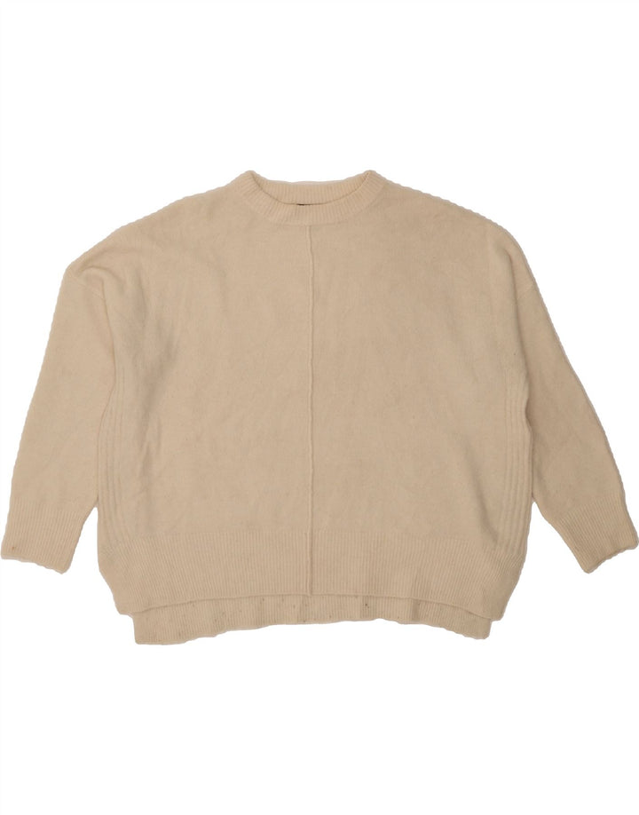 TOPSHOP Womens Oversized Crew Neck Jumper Sweater UK 10 Small Beige Vintage Topshop and Second-Hand Topshop from Messina Hembry 