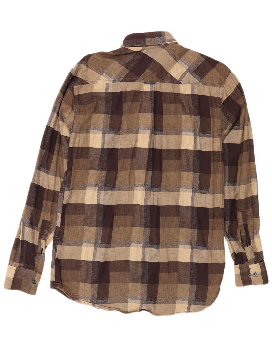Gant Camicia da uomo in flanella vestibilità regolare, cotone a quadri marroni grandi