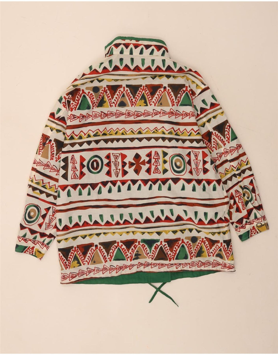 Giacca reversibile con cappuccio da donna vintage UK 16 grande verde geometrico