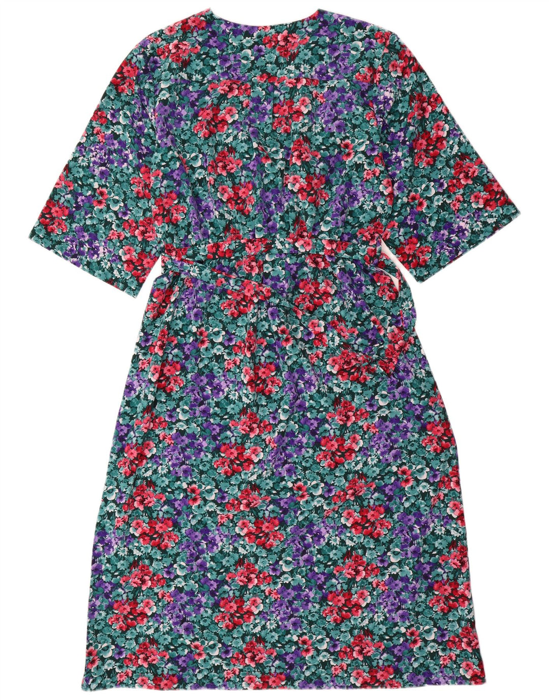 VINTAGE Womens A-Line Dress UK 16 Large Multicoloured Floral Polyester