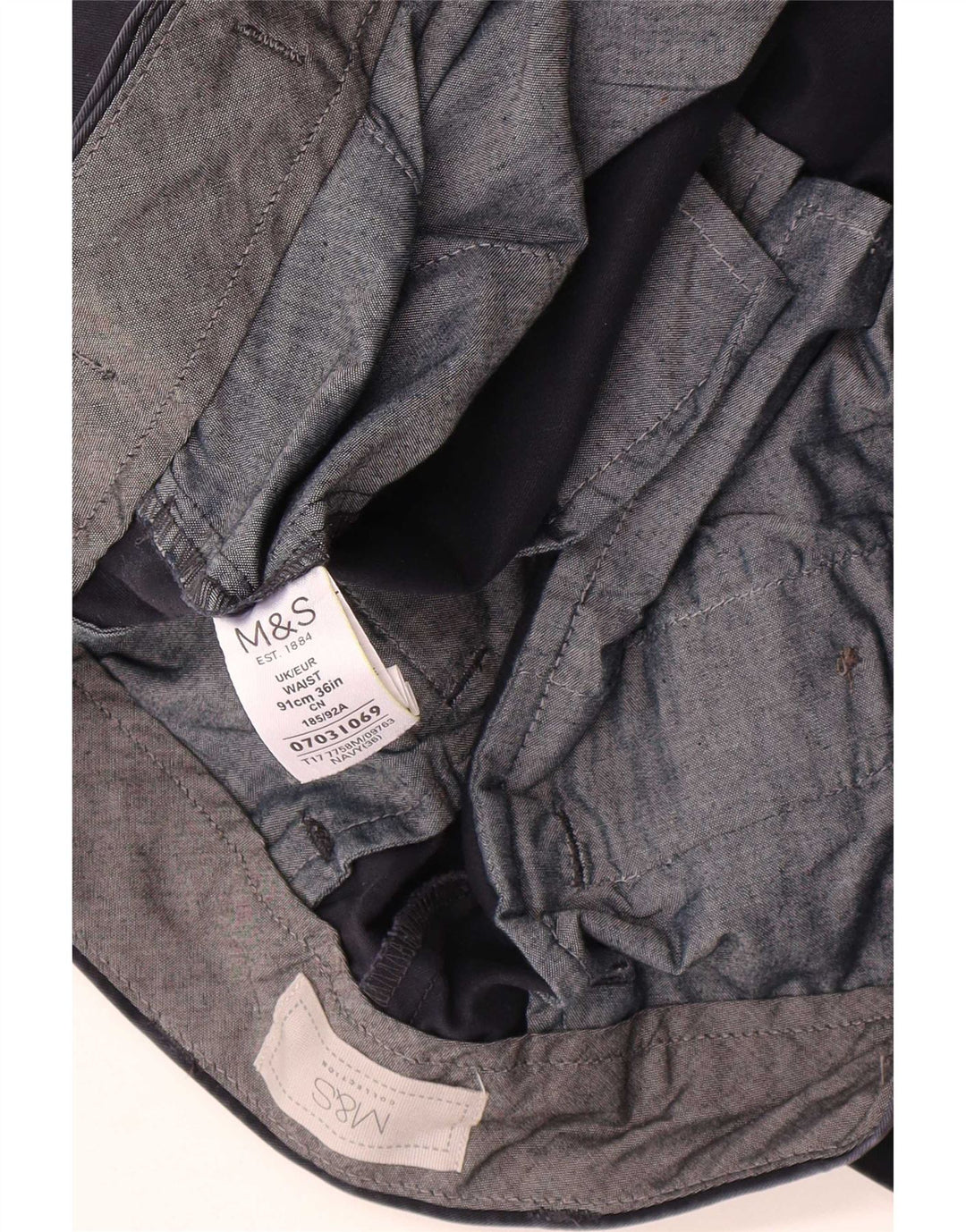 Pantaloncini chino da uomo Marks & Spencer W36 grandi in cotone blu navy