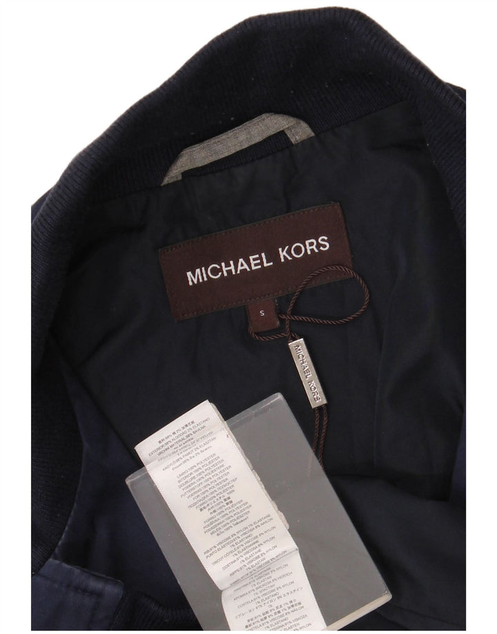 Giubbotto bomber da uomo Michael Kors UK 36 piccolo in viscosa blu navy