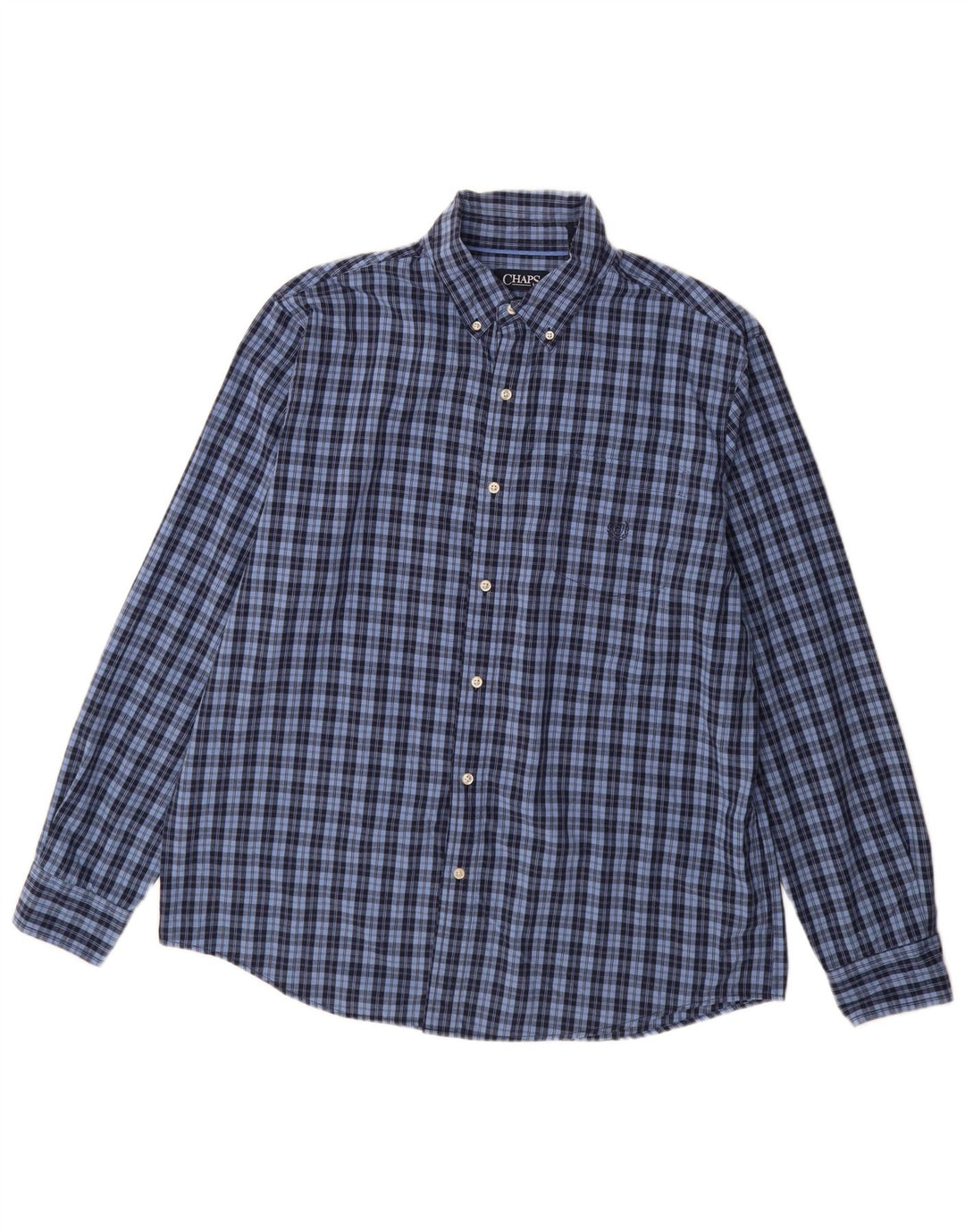 Camicia Chaps da uomo Easy Care XL in cotone a quadri blu