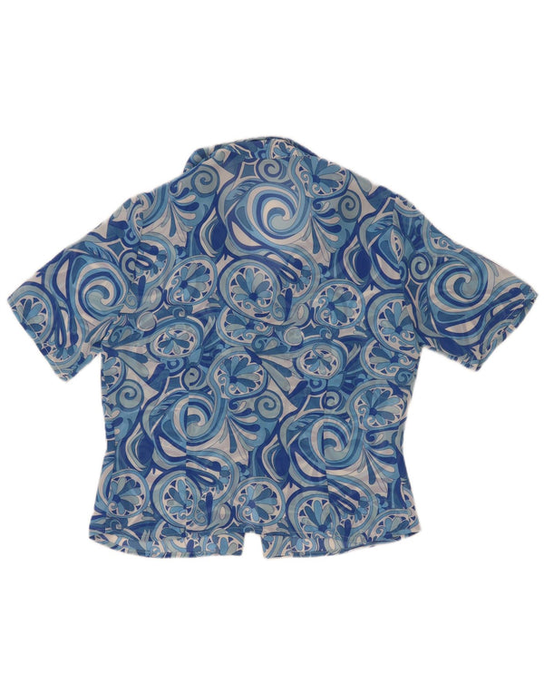 Marronetto Womens Short Sleeve Shirt Blouse IT 44 Medium Blue Paisley