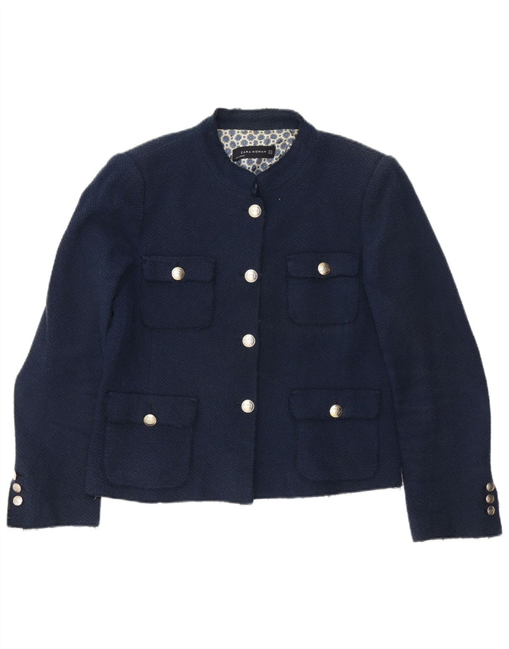 Giacca blazer a 4 bottoni da donna Zara UK 18 XL acetato blu navy