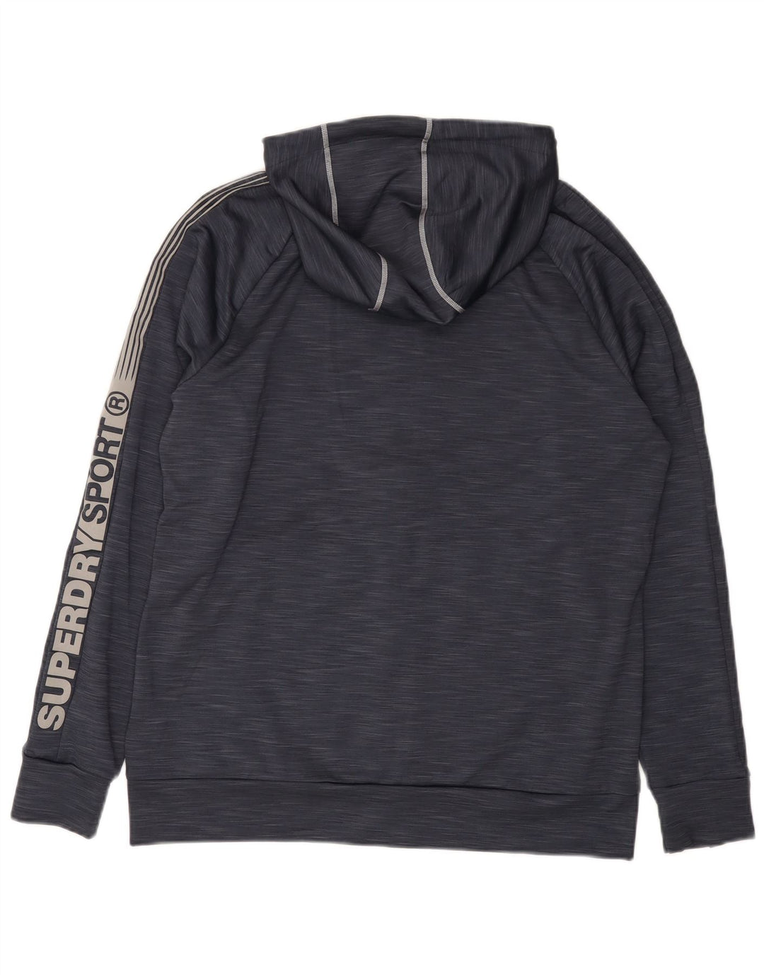 Maglione con cappuccio e zip grafica da uomo SUPERDRY, grande poliestere screziato blu navy