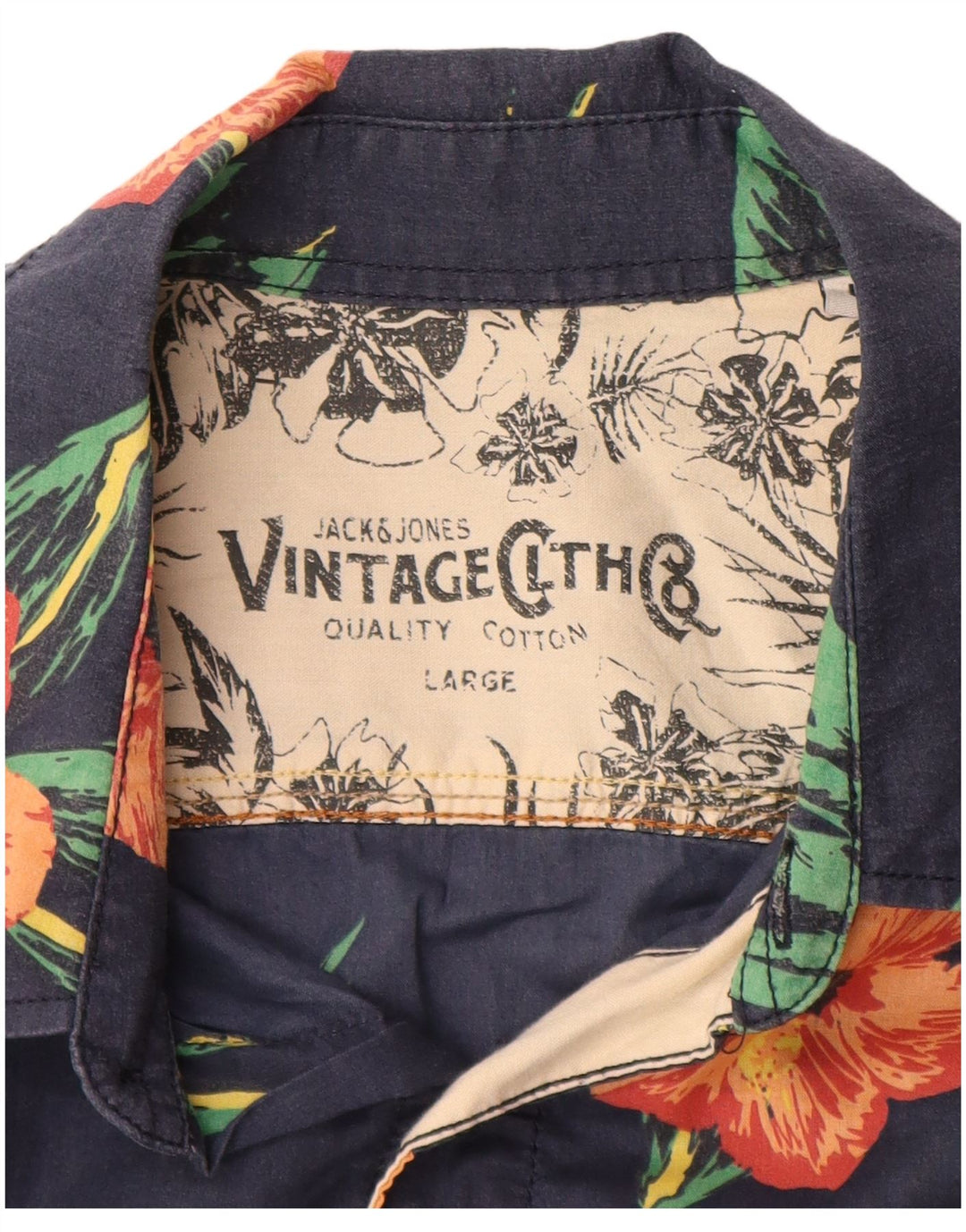 JACK & JONES Camicia a maniche corte da uomo Large in cotone floreale blu navy