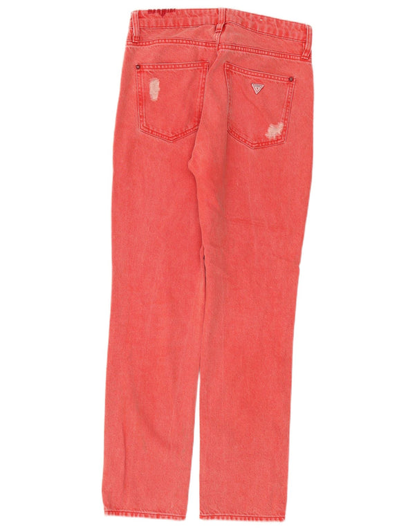 Jeans dritti invecchiati Guess da donna W26 L28 cotone rosso