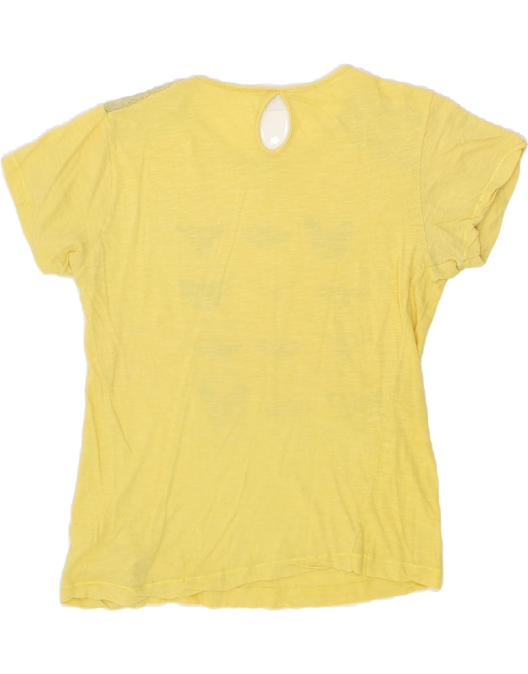 SUPERGA Womens Graphic T-Shirt Top UK 14 Medium Yellow Cotton Vintage Superga and Second-Hand Superga from Messina Hembry 