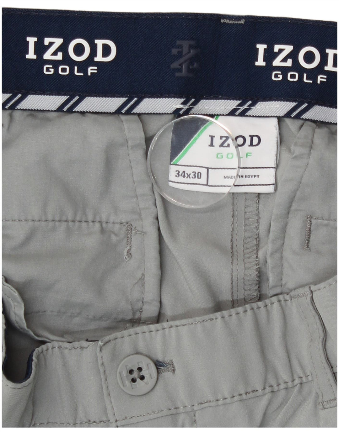 Pantaloni chino da uomo Izod W34 L30 poliestere grigio
