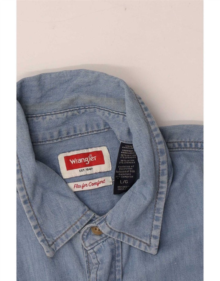 Camicia di jeans vestibilità regolare da uomo Wrangler grande cotone blu