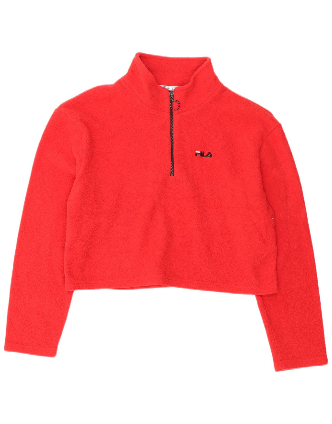 Maglione in pile da donna Fila con collo corto e zip UK 16 grande poliestere rosso