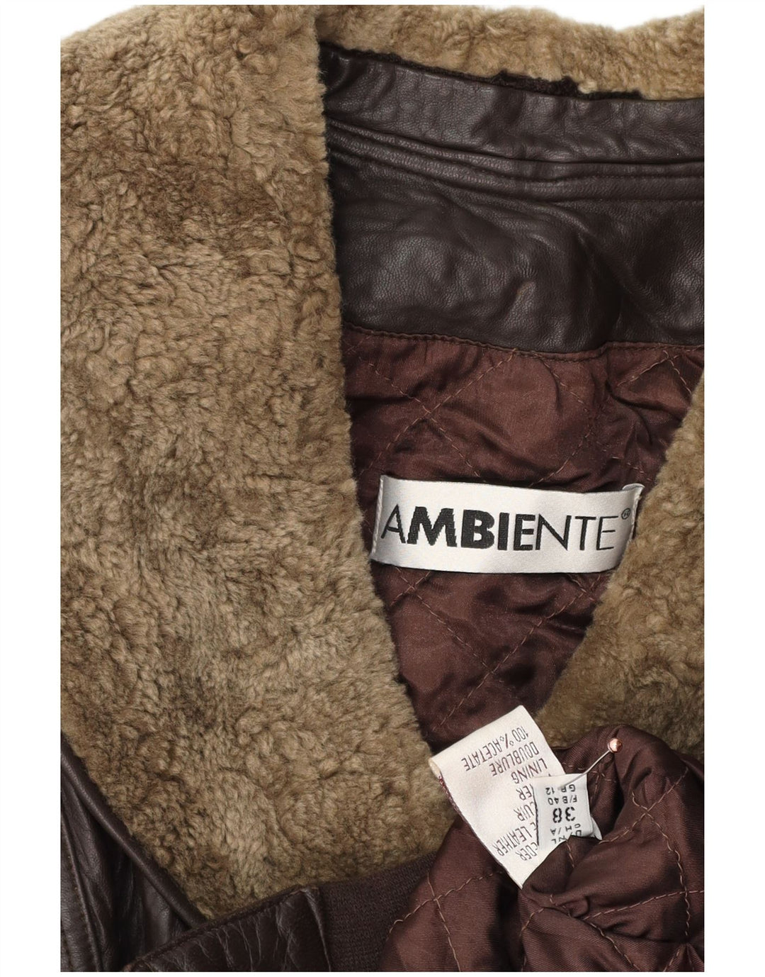 Giacca in pelle oversize corta da donna Ambiente UK 12 Pelle marrone medio
