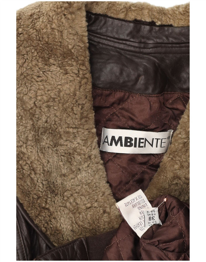 Giacca in pelle oversize corta da donna Ambiente UK 12 Pelle marrone medio