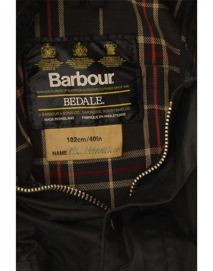 Giacca da uomo Barbour Bedale in cotone cerato taglia 40 media nera