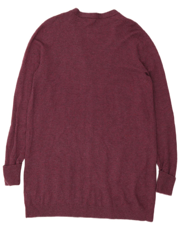 Maglione cardigan aperto con linea lunga da donna Fat Face UK 14 Large Purple Wool