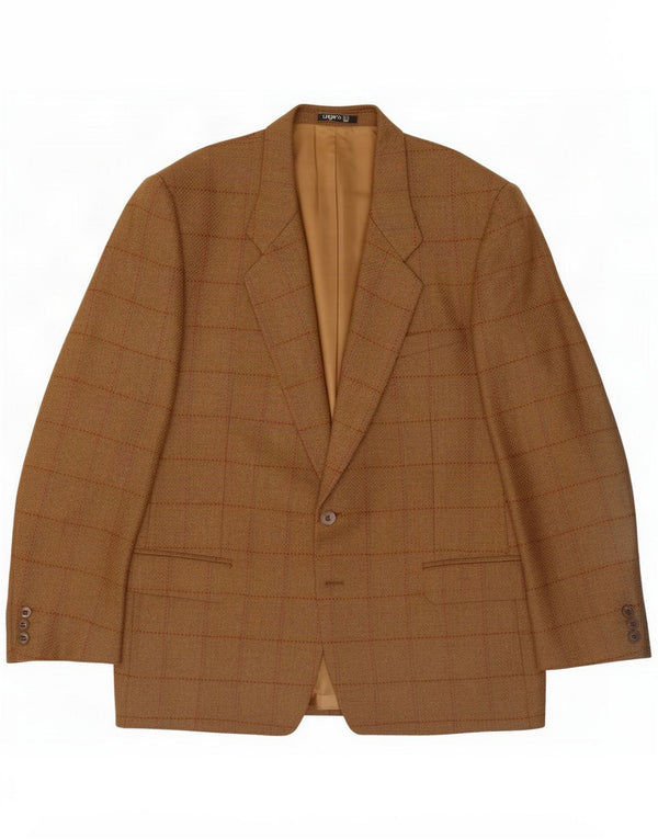 Ungaro Giacca blazer a 2 bottoni da uomo IT 52 XL Lana vergine a quadri kaki