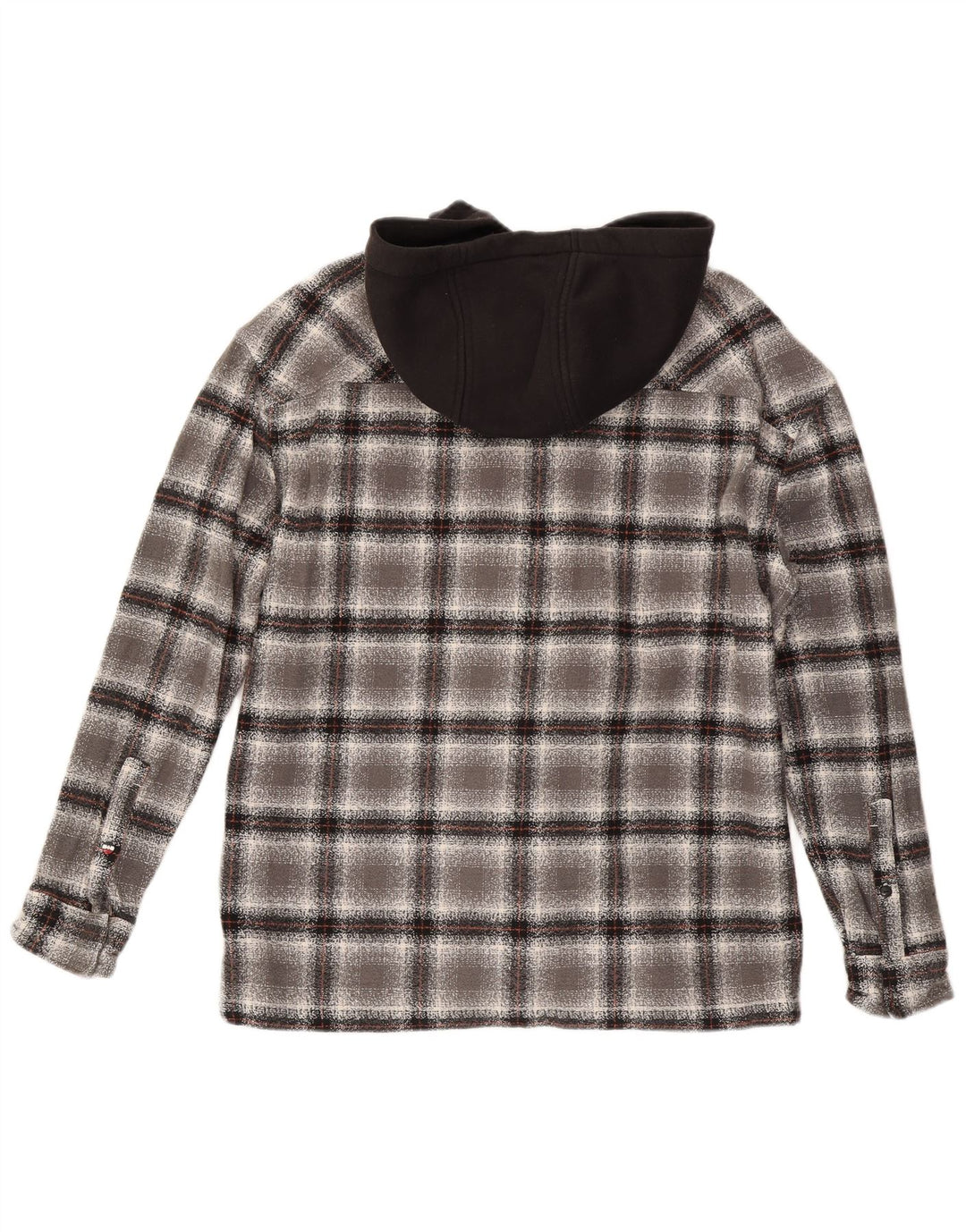Tommy Hilfiger Mens Hooded Overshirt Flannel Shirt Medium Grey Check Cotton