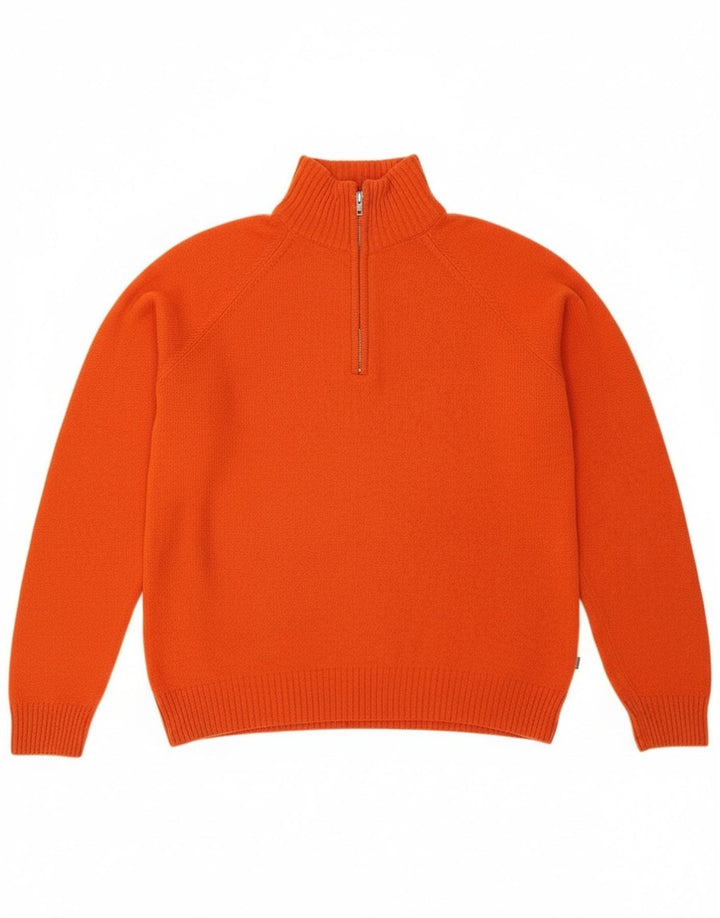 Maglione Asics da uomo con zip e collo in lana arancione medio