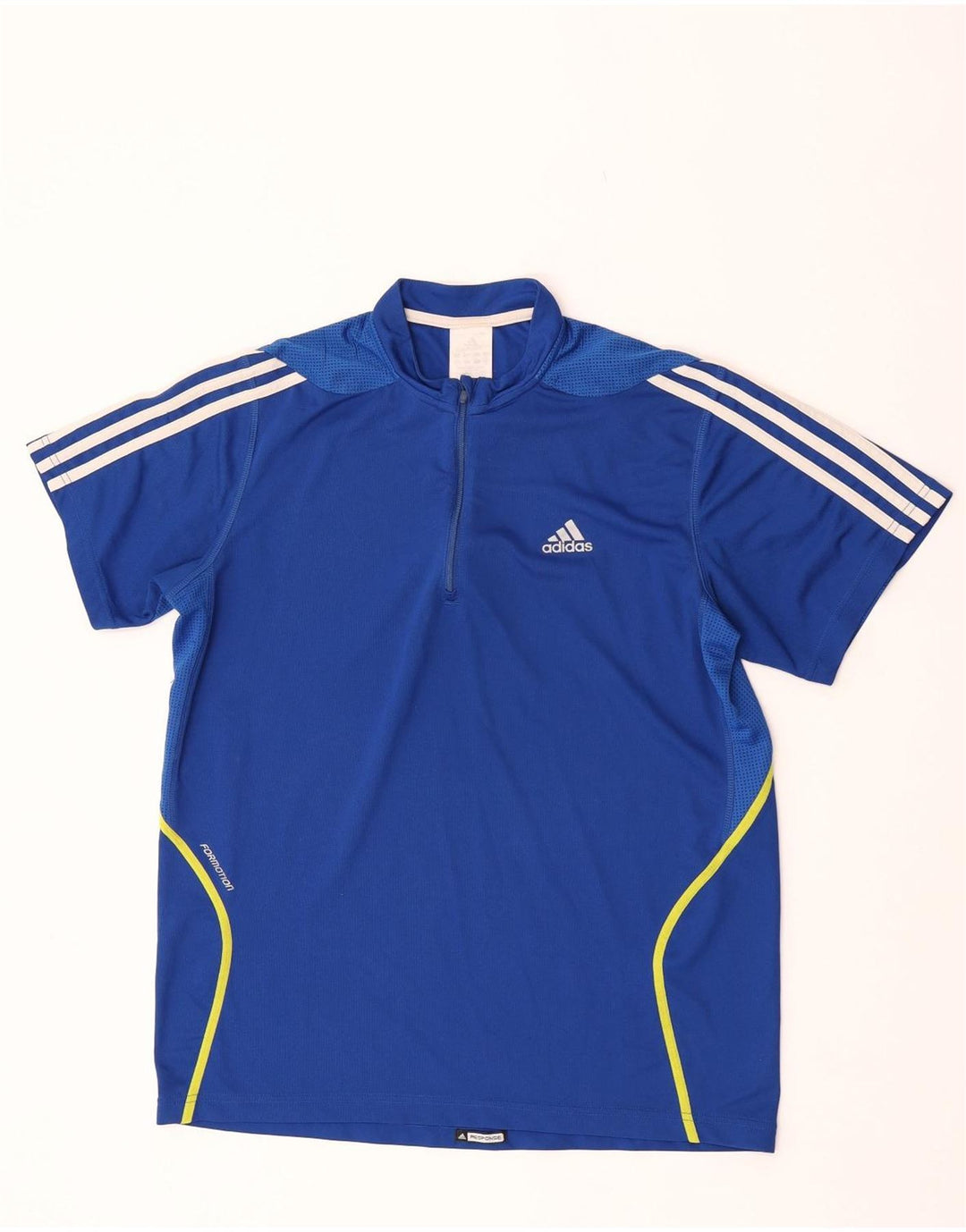 T-shirt Adidas da uomo con zip e collo in poliestere blu medio