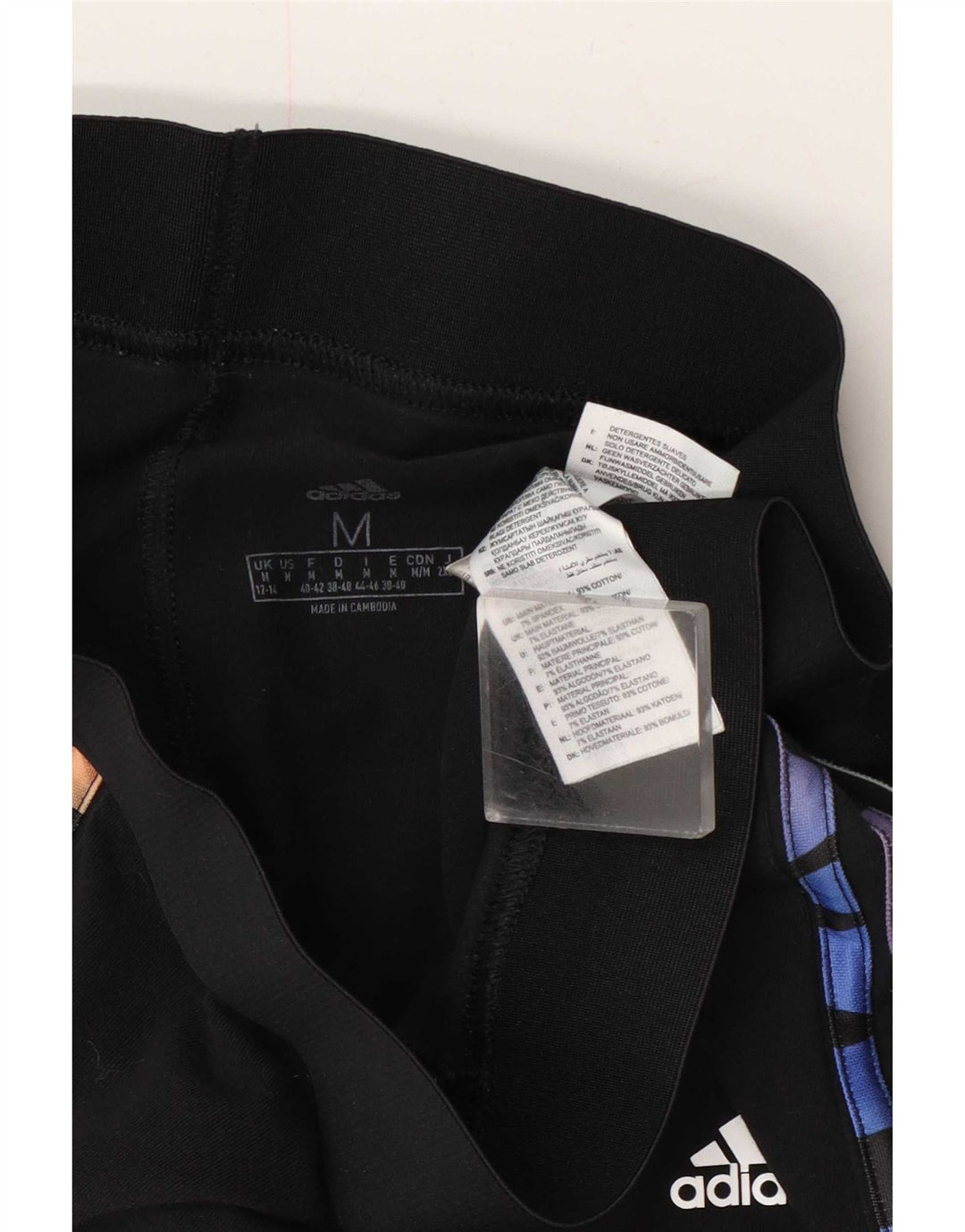 Leggings grafici da donna Adidas UK 12/14 cotone nero medio