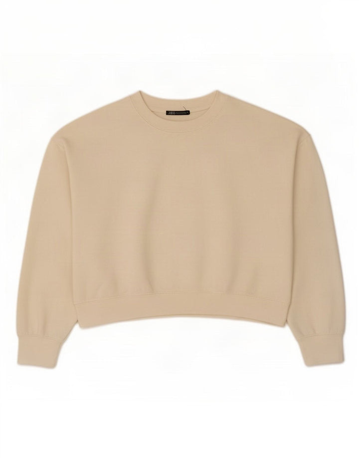 Felpa corta oversize da donna Zara UK 14 media bianco sporco