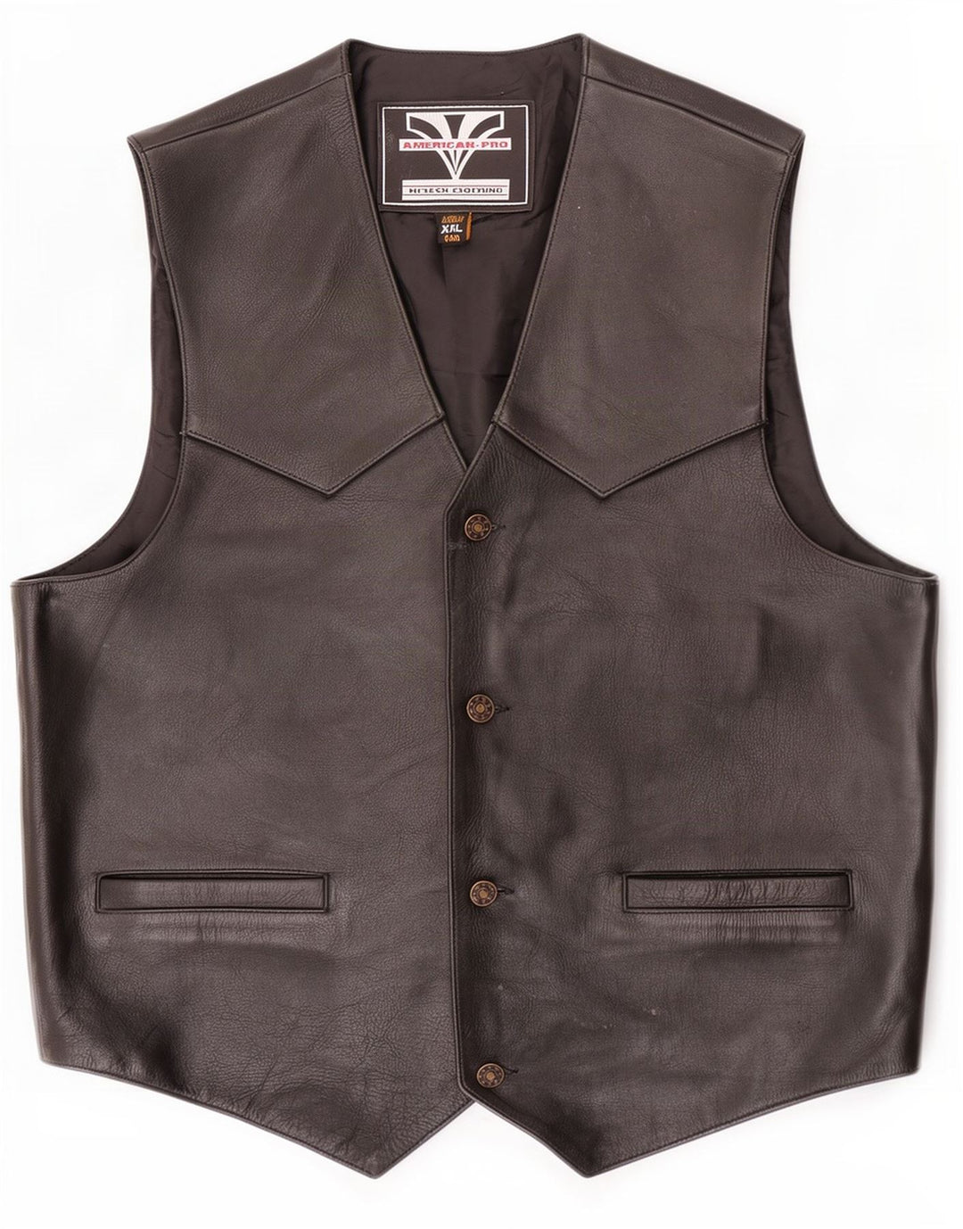 Gilet in pelle vintage da uomo 2XL Nero