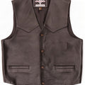 Gilet in pelle vintage da uomo 2XL Nero