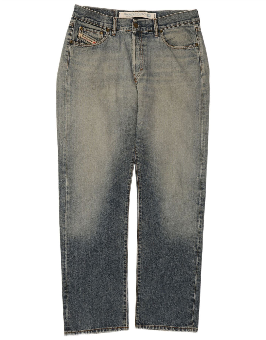 Jeans dritti invecchiati da uomo Diesel W34 L31 in cotone blu