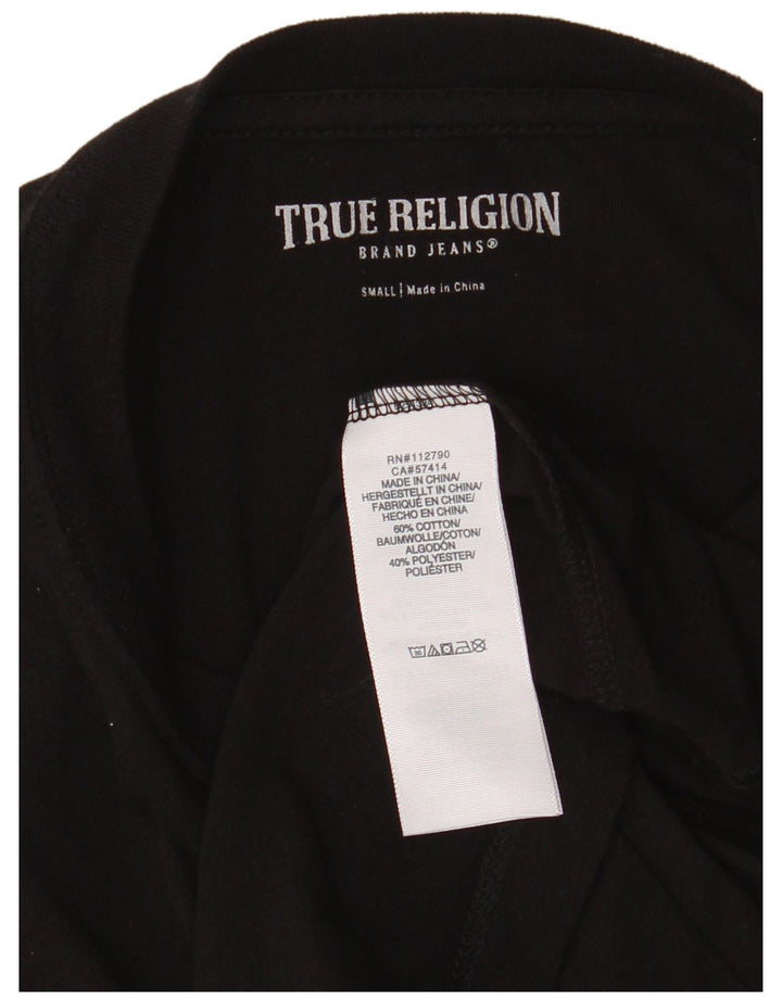 True Religion Top grafico da uomo a maniche lunghe piccolo in cotone nero