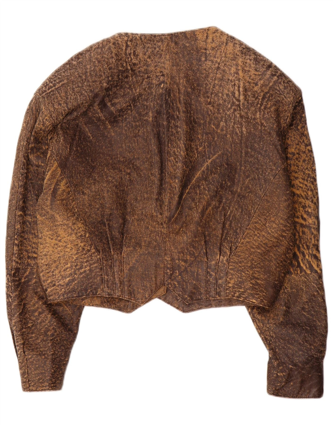 Giacca in pelle corta da donna vintage IT 42 Pelle con stampa animalier marrone medio
