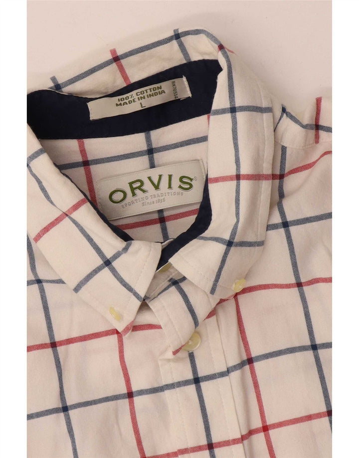 Camicia a maniche corte da uomo Orvis in cotone a quadri bianchi grandi
