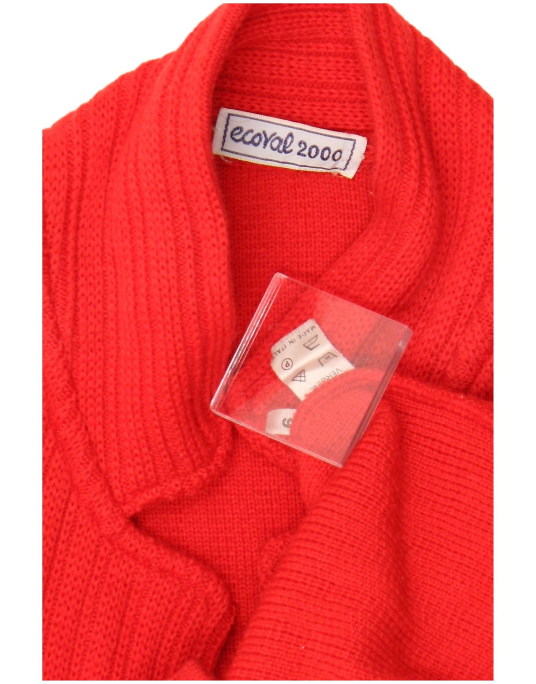 Maglione cardigan da donna vintage US 6 lana vergine rossa media