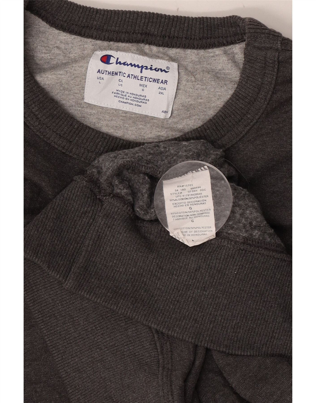 Felpa grafica da uomo Champion, maglione grande, cotone grigio
