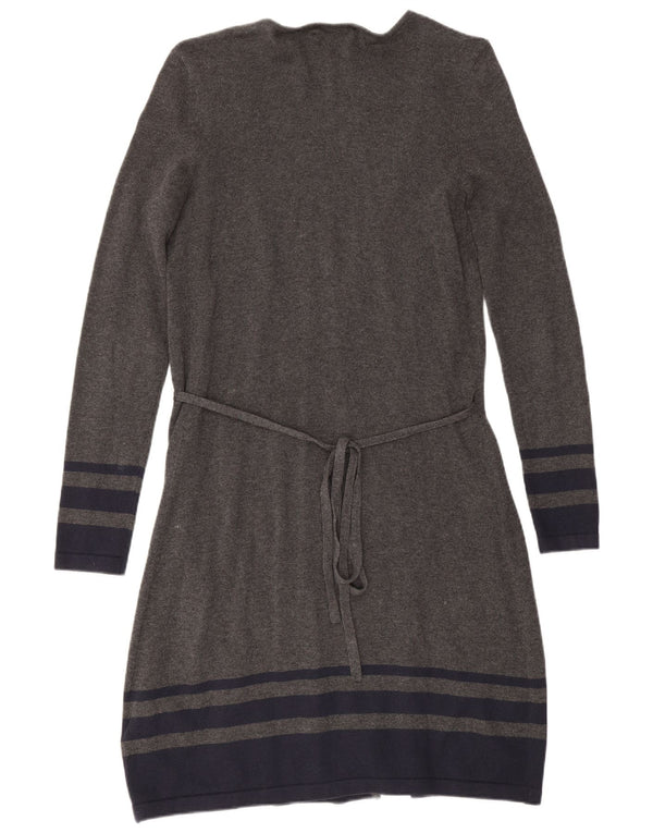 Abito a portafoglio in maglia da donna Tommy Hilfiger UK 6 XS cotone a righe grigie