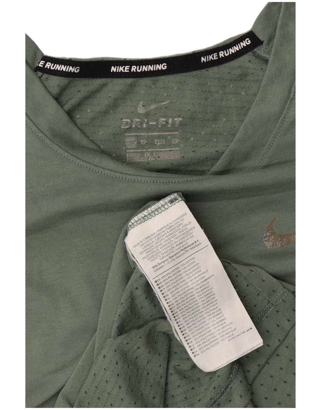 T-shirt NIKE da donna Dri Fit Top UK 10 Small verde poliestere