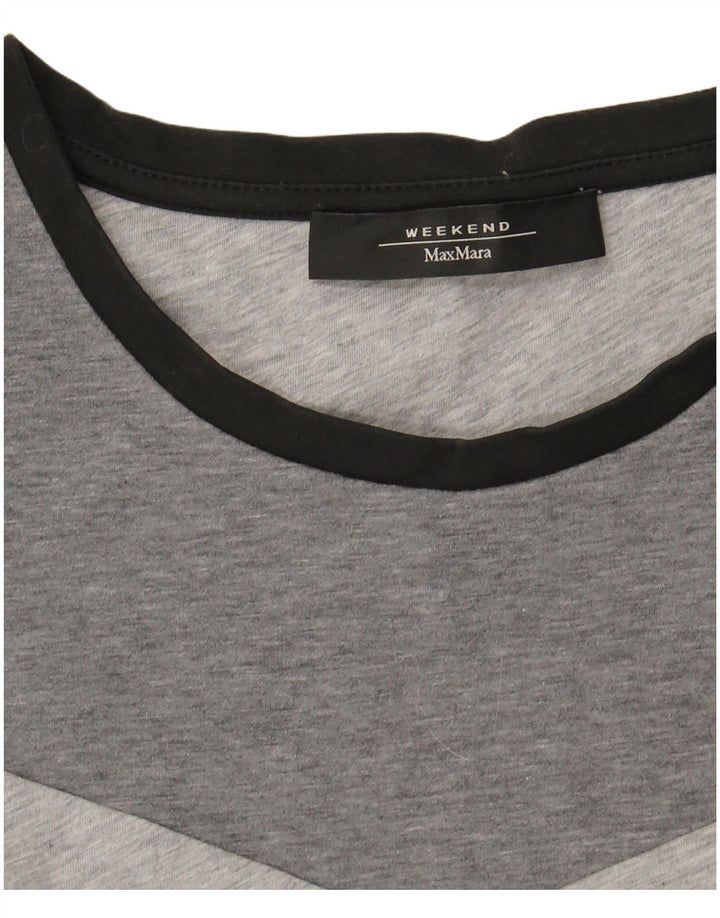 MAX MARA T-shirt da weekend da donna Top UK 16 Large Grigio Colourblock