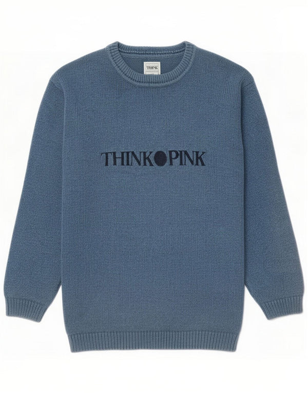 Think Pink Maglione girocollo con grafica da uomo IT 52 Large Blu Cotone